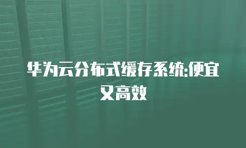 华为云分布式缓存系统:便宜又高效