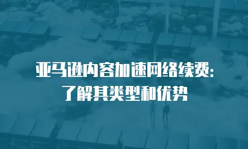 亚马逊内容加速网络续费：了解其类型和优势