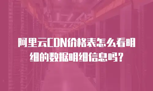 阿里云CDN价格表怎么看明细的数据明细信息吗？