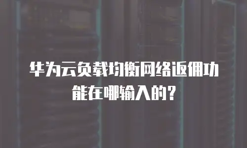 华为云负载均衡网络返佣功能在哪输入的？