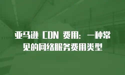 亚马逊 CDN 费用：一种常见的网络服务费用类型