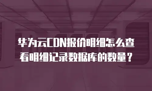 华为云CDN报价明细怎么查看明细记录数据库的数量？