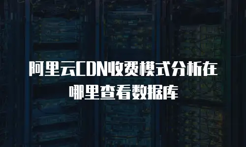 阿里云CDN收费模式分析在哪里查看数据库