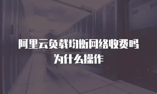 阿里云负载均衡网络收费吗为什么操作