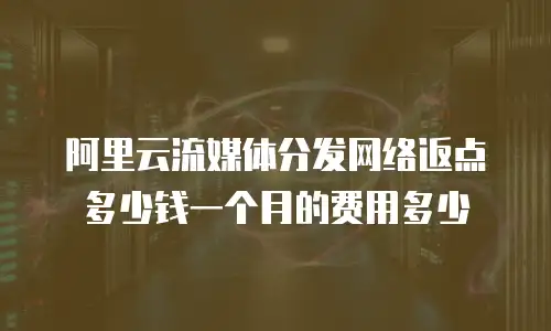 阿里云流媒体分发网络返点多少钱一个月的费用多少