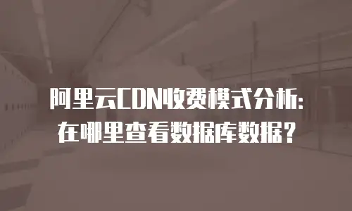 阿里云CDN收费模式分析：在哪里查看数据库数据？