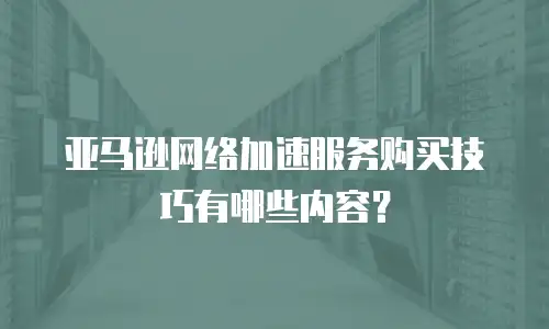 亚马逊网络加速服务购买技巧有哪些内容？