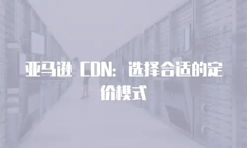 亚马逊 CDN：选择合适的定价模式