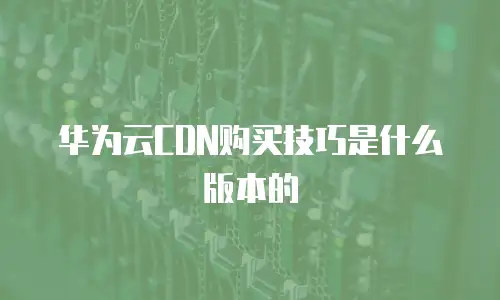 华为云CDN购买技巧是什么版本的