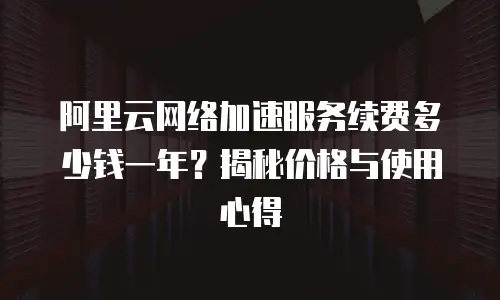 阿里云网络加速服务续费多少钱一年？揭秘价格与使用心得