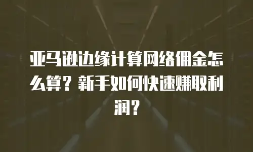 亚马逊边缘计算网络佣金怎么算？新手如何快速赚取利润？