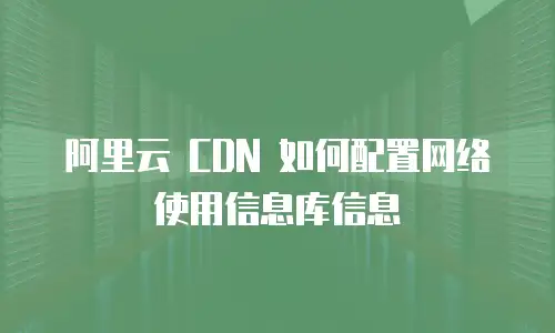 阿里云 CDN 如何配置网络使用信息库信息