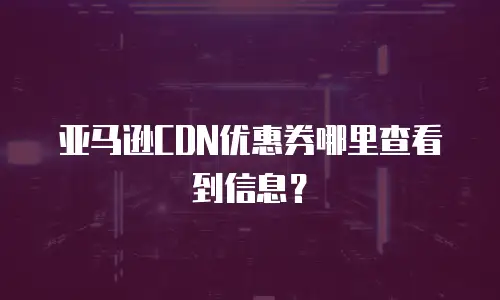 亚马逊CDN优惠券哪里查看到信息？