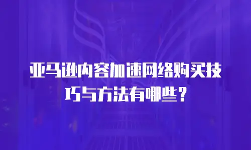 亚马逊内容加速网络购买技巧与方法有哪些？