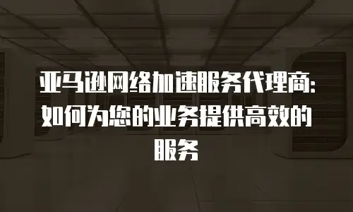 亚马逊网络加速服务代理商：如何为您的业务提供高效的服务
