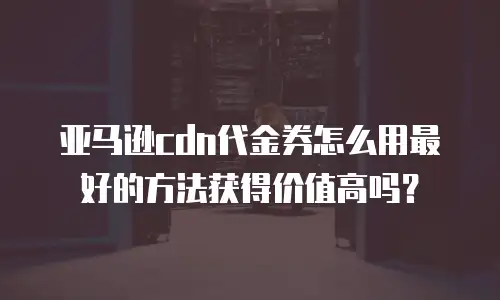 亚马逊cdn代金券怎么用最好的方法获得价值高吗？