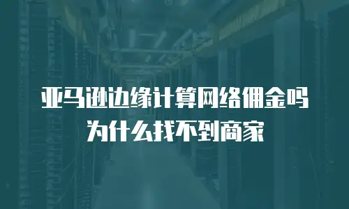 亚马逊边缘计算网络佣金吗为什么找不到商家