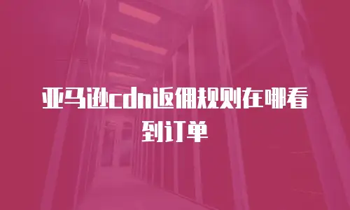 亚马逊cdn返佣规则在哪看到订单