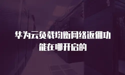 华为云负载均衡网络返佣功能在哪开启的