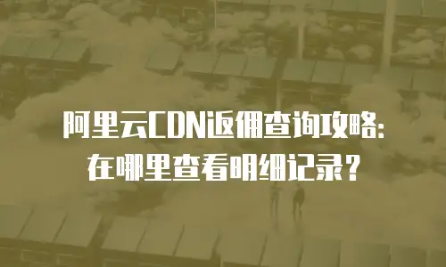 阿里云CDN返佣查询攻略：在哪里查看明细记录？