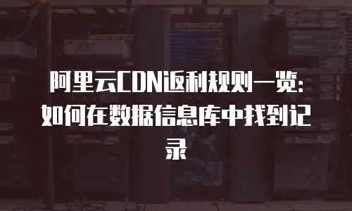 阿里云CDN返利规则一览：如何在数据信息库中找到记录
