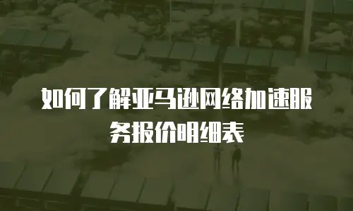如何了解亚马逊网络加速服务报价明细表