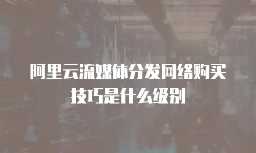 阿里云流媒体分发网络购买技巧是什么级别
