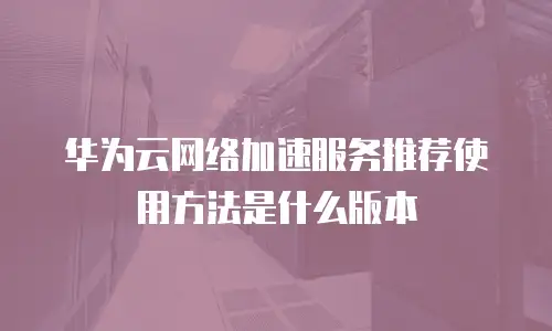 华为云网络加速服务推荐使用方法是什么版本