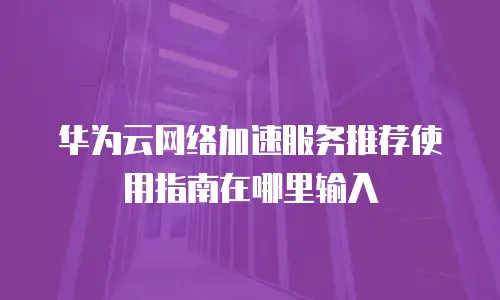 华为云网络加速服务推荐使用指南在哪里输入