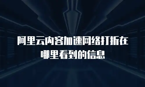 阿里云内容加速网络打折在哪里看到的信息