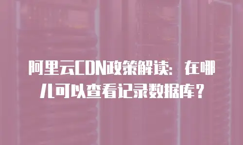 阿里云CDN政策解读：在哪儿可以查看记录数据库？
