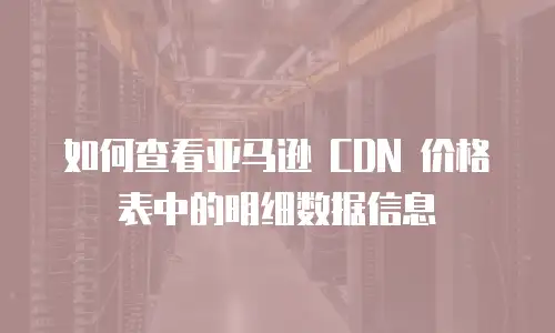 如何查看亚马逊 CDN 价格表中的明细数据信息