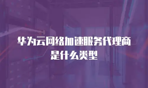 华为云网络加速服务代理商是什么类型