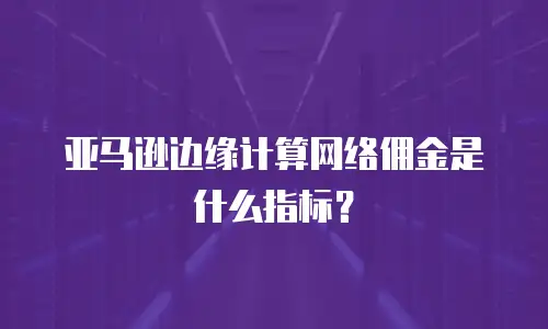 亚马逊边缘计算网络佣金是什么指标？