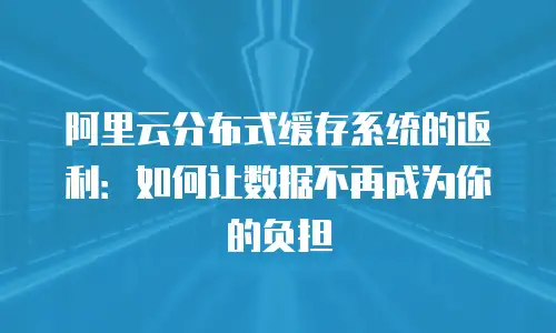 阿里云分布式缓存系统的返利：如何让数据不再成为你的负担