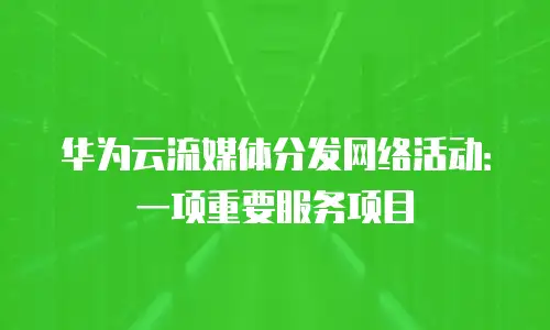 华为云流媒体分发网络活动：一项重要服务项目