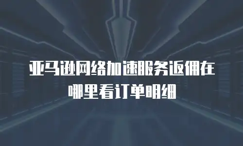 亚马逊网络加速服务返佣在哪里看订单明细