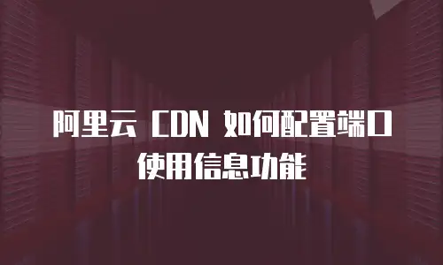 阿里云 CDN 如何配置端口使用信息功能