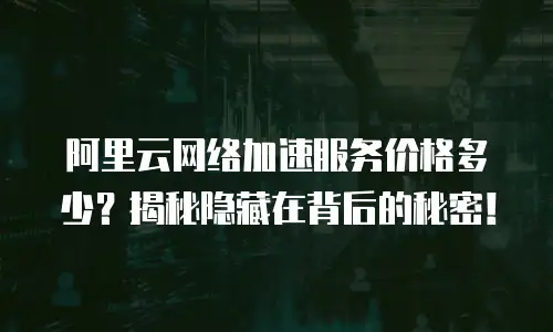 阿里云网络加速服务价格多少？揭秘隐藏在背后的秘密！
