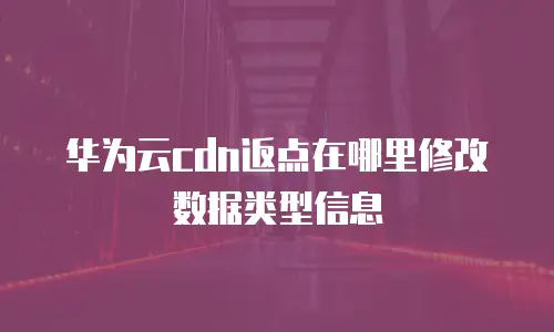 华为云cdn返点在哪里修改数据类型信息