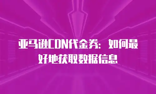 亚马逊CDN代金券：如何最好地获取数据信息