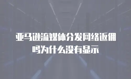 亚马逊流媒体分发网络返佣吗为什么没有显示