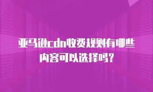 亚马逊cdn收费规则有哪些内容可以选择吗？