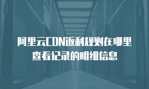 阿里云CDN返利规则在哪里查看记录的明细信息
