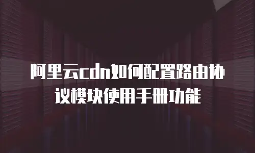 阿里云cdn如何配置路由协议模块使用手册功能