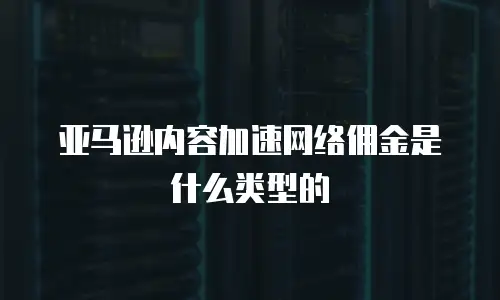 亚马逊内容加速网络佣金是什么类型的