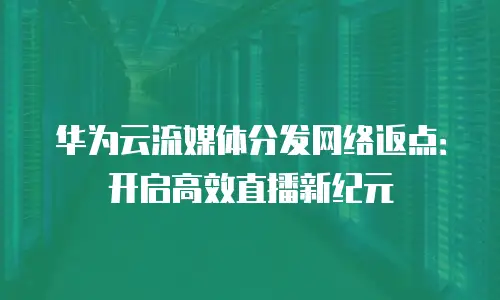 华为云流媒体分发网络返点：开启高效直播新纪元