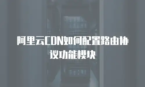 阿里云CDN如何配置路由协议功能模块