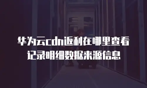 华为云cdn返利在哪里查看记录明细数据来源信息