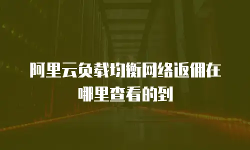 阿里云负载均衡网络返佣在哪里查看的到